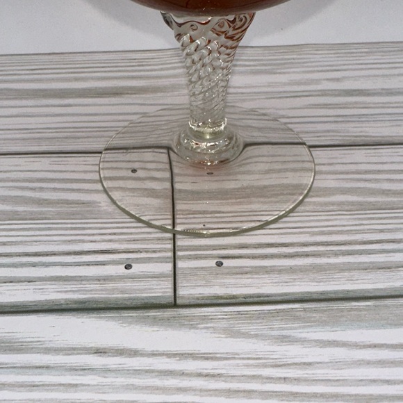 Vintage Italian Empoli Amber Glass Ribbed Swirl Vase on Twisted Glass Stem 11” - Picture 3 of 8